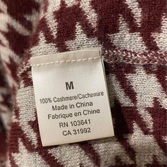 Kier +J Geena 100% Cashmere Sweater Dress Cranberry & White Houndstooth Medium - Picture 4 of 5